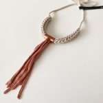 Necklace | Cotton Threads & Copper | Beige & Pink - Image 2