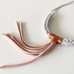 Necklace | Cotton Threads & Copper | Light Grey & Baby Pink - Image 2